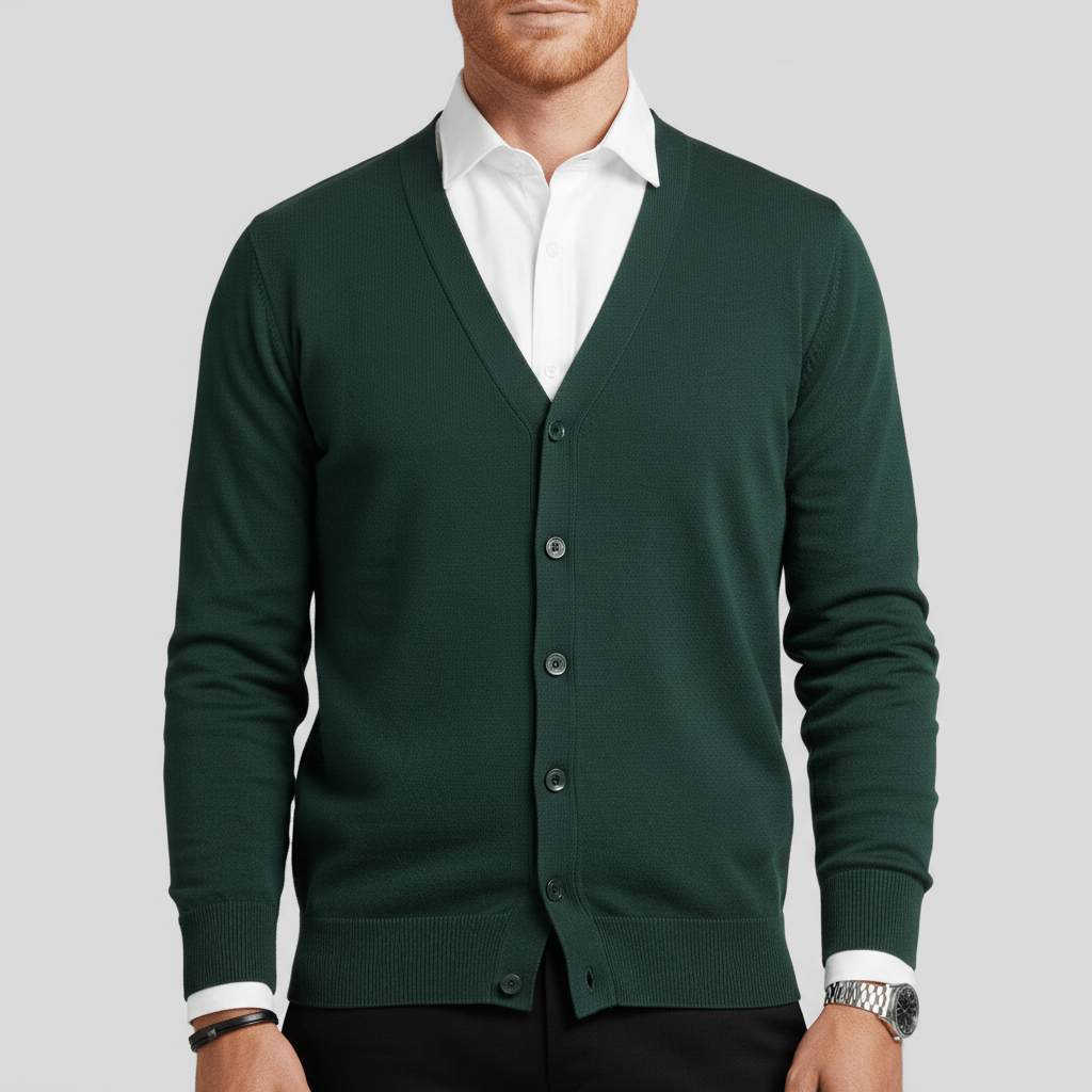 Klassisk men modern herrkofta med V-ringning och slim fit. Perfekt för en uppklädd vardagsstil.