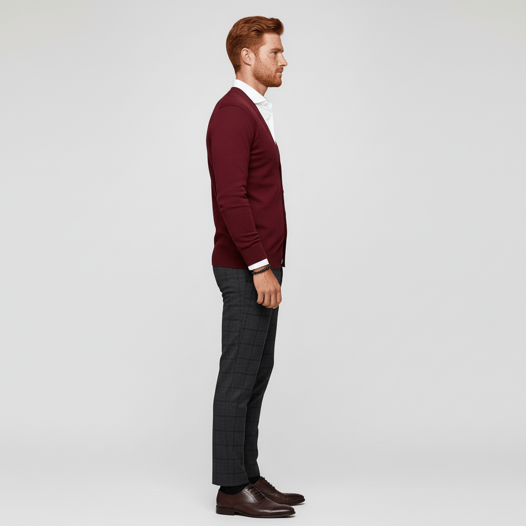 V-ringad slim fit kofta för män. Långärmad, bekväm och mångsidig för en polerad och snygg stil.