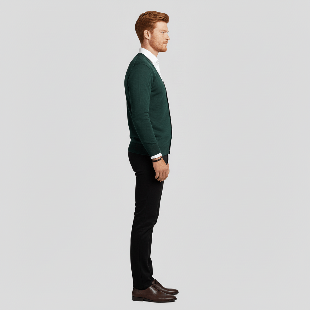 Herrkofta med V-ringning, slim fit och lång ärm. Perfekt för en elegant och sofistikerad lager på lager look.