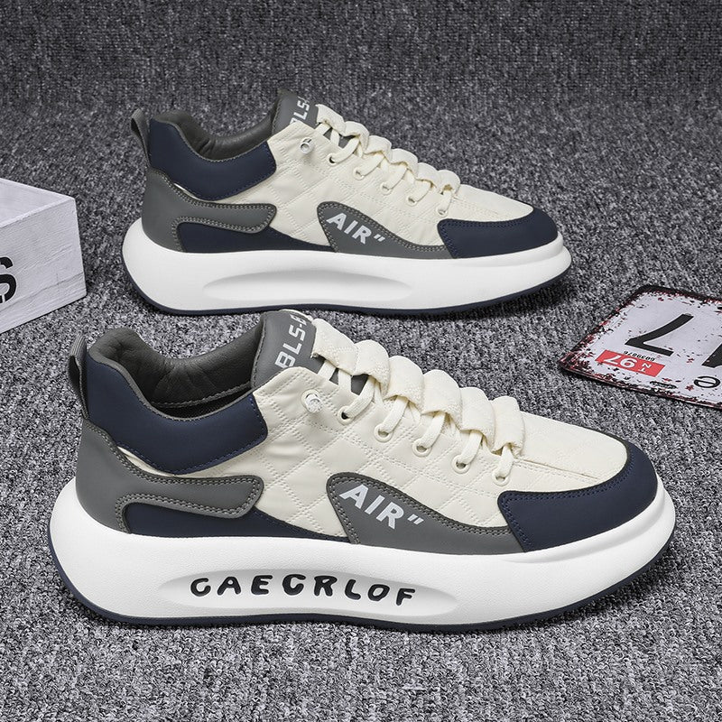 Herr Sneakers med tjock sula i beige, grå och svart. Elegant design, slitstark och bekväm, perfekt för sport och vardag.