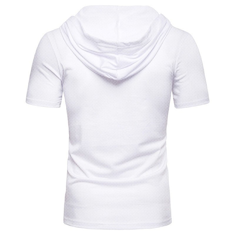 "Herr sommar t-shirt med dragsko, kortärmad, enfärgad polyester för avslappnad stil i varmt väder"