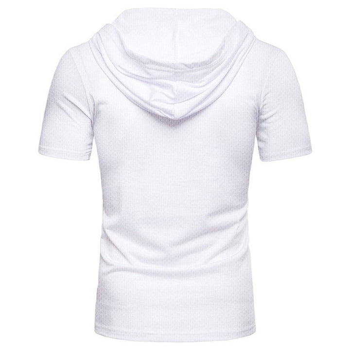 "Herr sommar t-shirt med dragsko, kortärmad, enfärgad polyester för avslappnad stil i varmt väder"