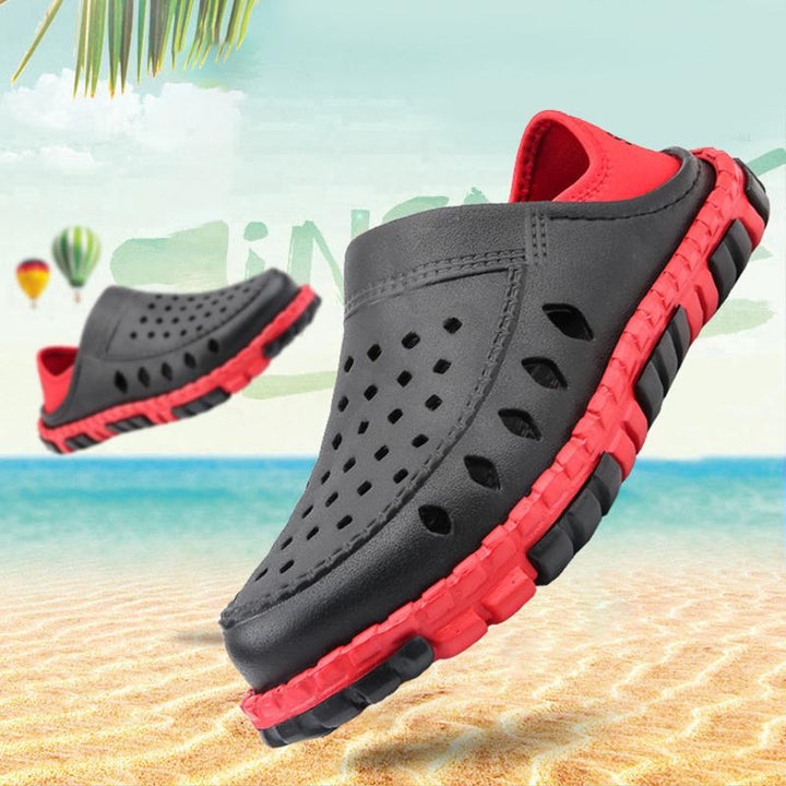 Herr sommarsandaler med andningsbar design, lätt EVM-material och halksäker tredimensionell fiskbenssula.