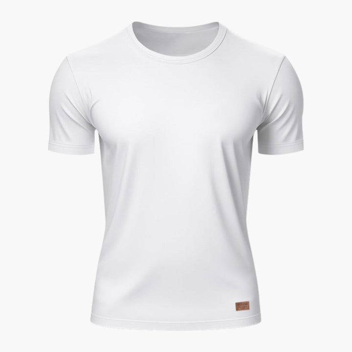 Stilren enfärgad herr-T-shirt, basplagg för ledig stil. Mångsidig för sommar och vardag.