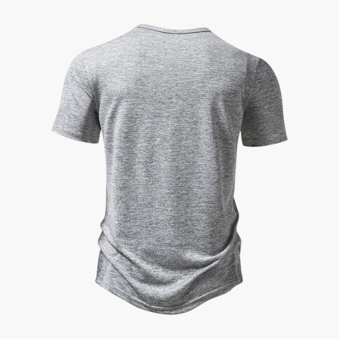 Bekväm herr-Henley t-shirt med knappslå. Ett mångsidigt kortärmat basplagg för en stilren look.