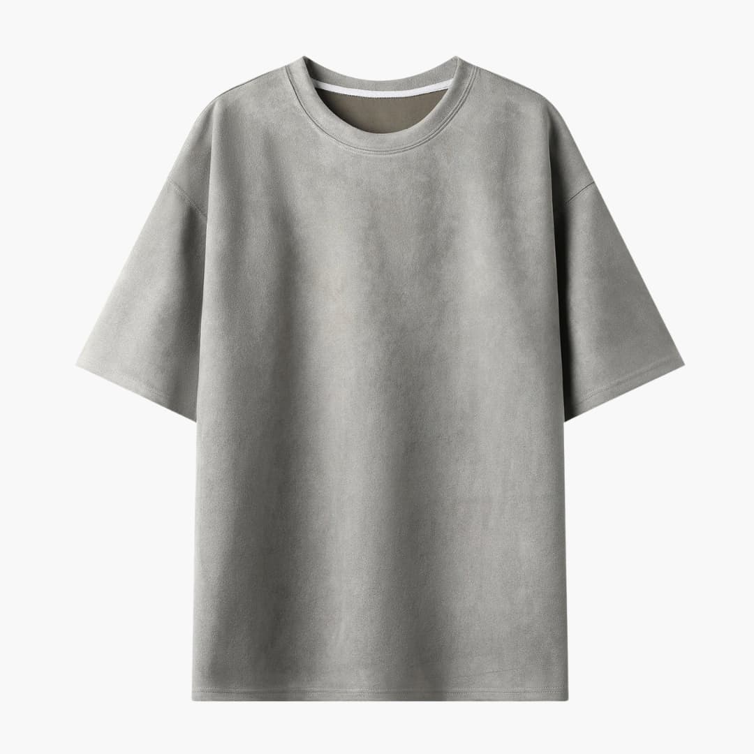 Herr t-shirt, rund hals, avslappnad passform. Kortärmad casual tröja, bekväm för sommar och vardagligt herrmode.