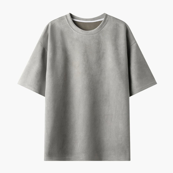 Herr t-shirt, rund hals, avslappnad passform. Kortärmad casual tröja, bekväm för sommar och vardagligt herrmode.