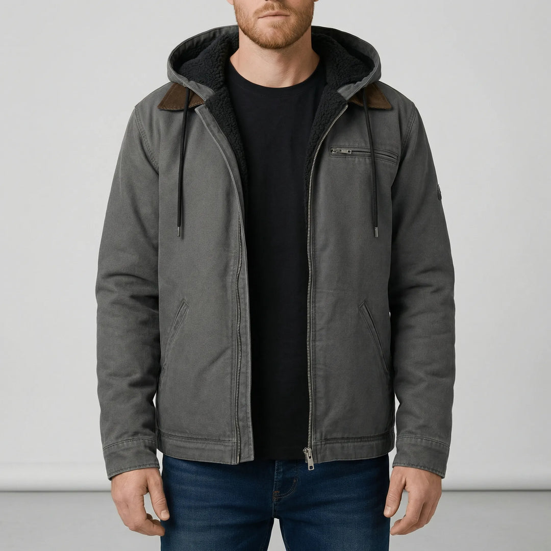 Herrarnas grå hoodie, stilren för lager på lager. Avslappnad sportig vardagsjacka med bekväm passform.