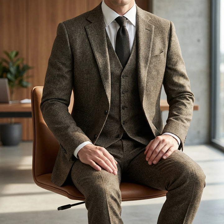 Herrarnas slim fit tredelad kostym. Elegant och stilren passform för moderna män. Perfekt för formella tillfällen.