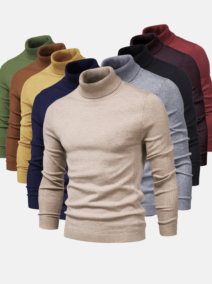 Långärmad, elegant herrtröja med polokrage, slim fit, maskintvättbar.