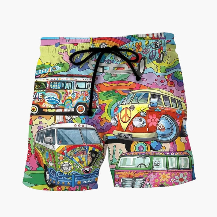 Herrboardshorts med färgglatt tryckt mönster, justerbar dragsko. Perfekta badshorts för sommar & strand.
