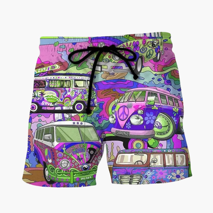 Bekväma lediga herrboardshorts med tryckt mönster. Justerbara badshorts för sommar, strand och avkoppling.
