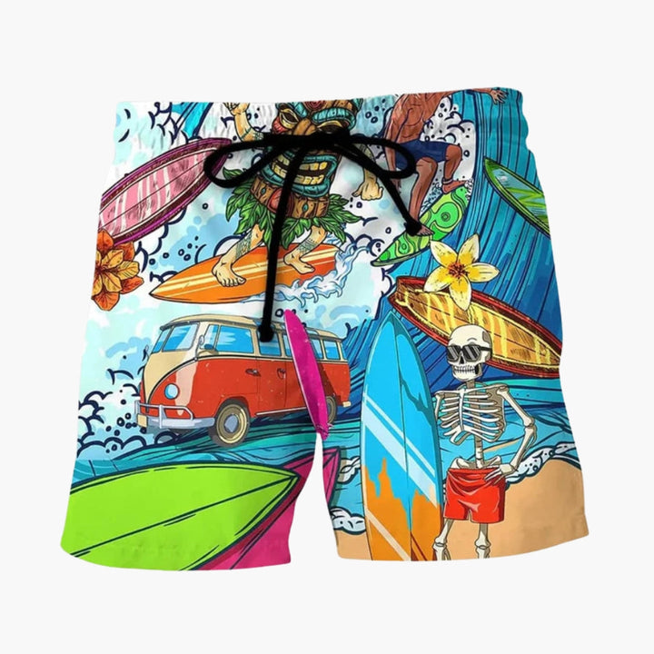 Herrboardshorts med unikt tryckt mönster och justerbar passform. Dessa snygga badshorts är perfekta som strandkläder.