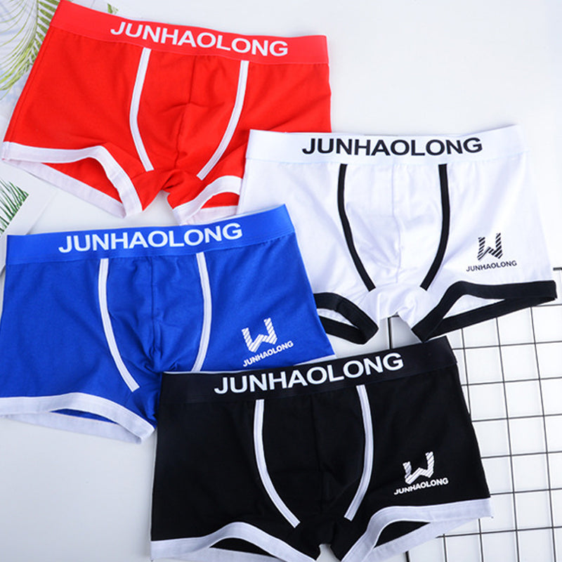 "Herrboxershorts i mittmidja, elastisk passform, mjuk bomullsblandning. Finns i färger: blå, vit, röd, svart, orange."