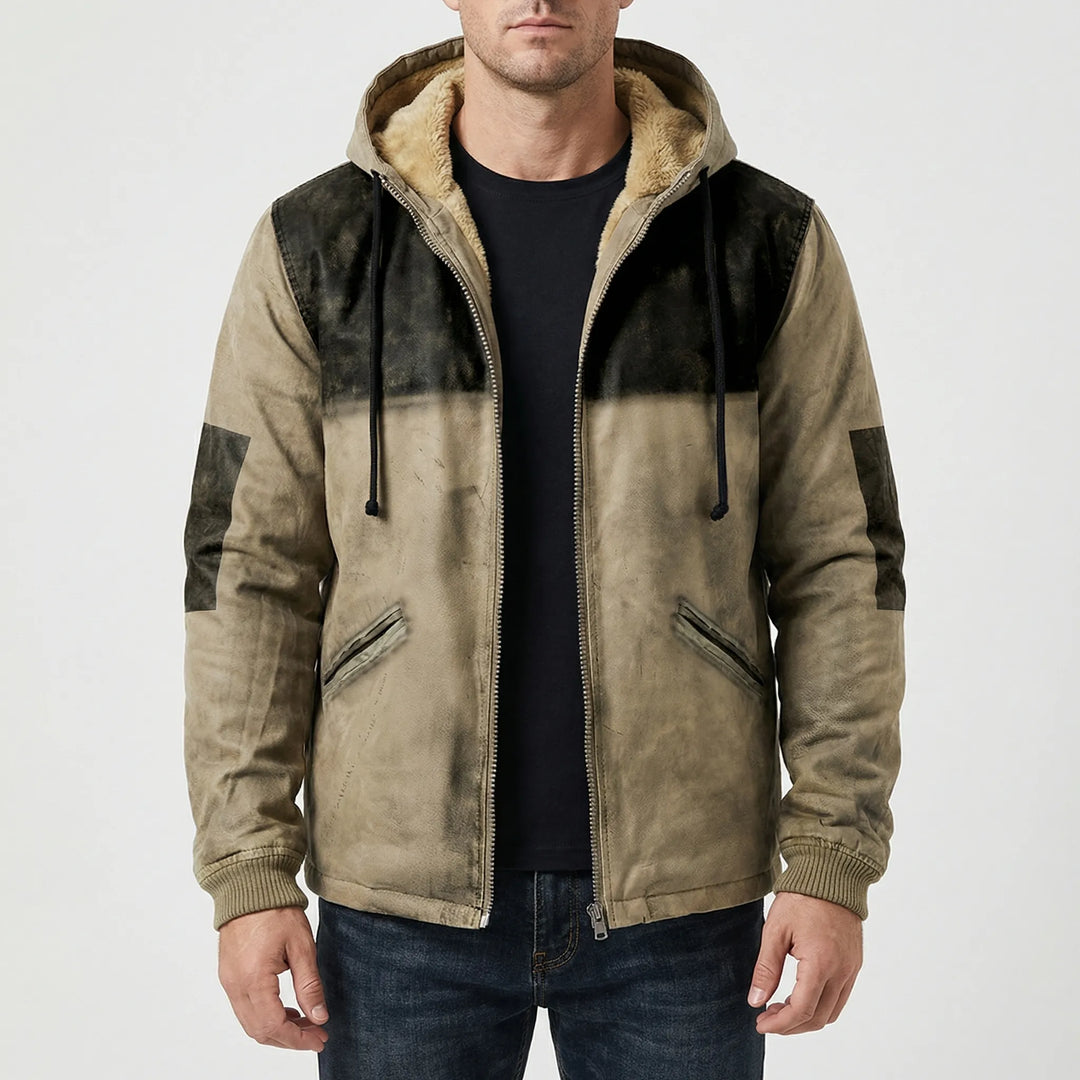 Blå herrjacka Jonathan, rak passform, med huva. Stilren casual jacka för män. Modern design, ytterplagg för alla väder.