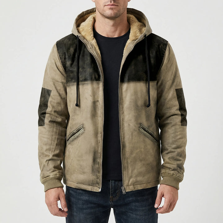 Blå herrjacka Jonathan, rak passform, med huva. Stilren casual jacka för män. Modern design, ytterplagg för alla väder.