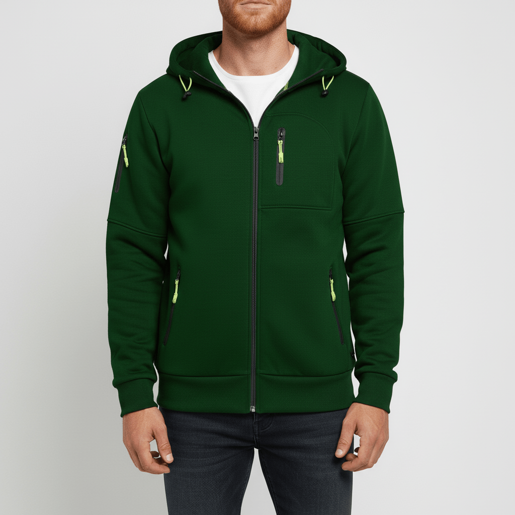 Ljusgrå herrjacka, Oscar zip-through hoodie. Bekväm och mångsidig jacka med huva.