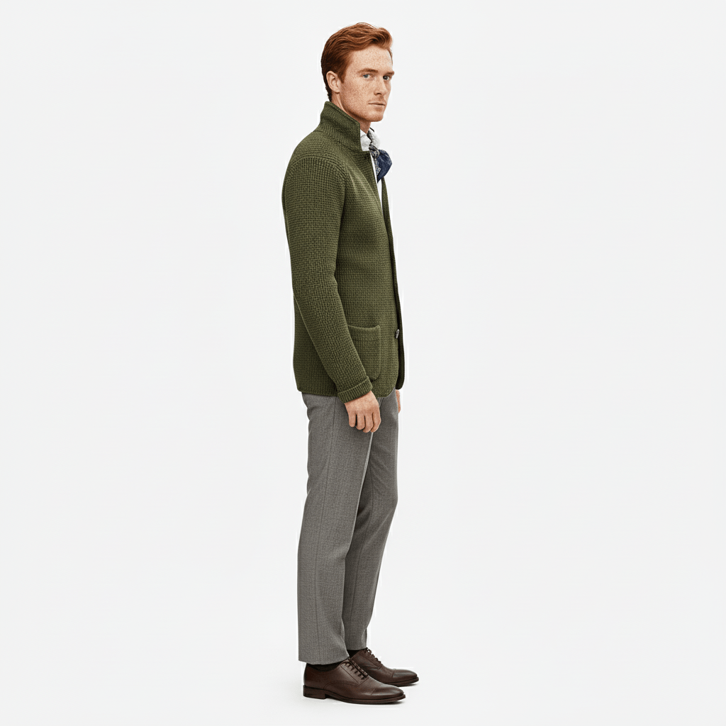 Herrkofta Daniel, klassisk knappkofta. Långa ärmar, tidlös design för elegant höst- & vintermode.