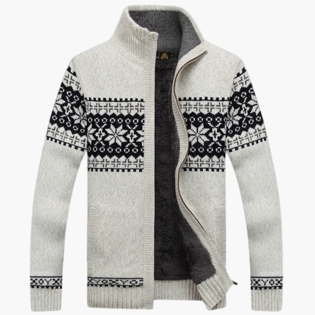 Stilren stickad herrkofta med dragkedja. Casual överdel för herrmode, värme & komfort.