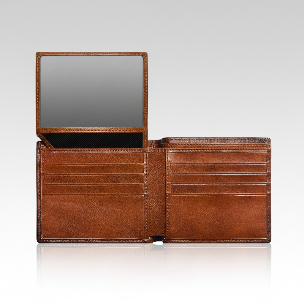 Groszówka LuxeWallet i premium läder. Elegant herraccessoar med integrerat RFID-skydd för alla dina kort.