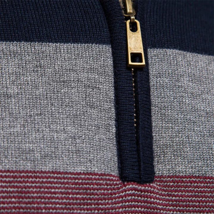 Randig herrtröja Toby med halvdragkedja. Modern pullover för ledig stil och bekväma herrkläder.