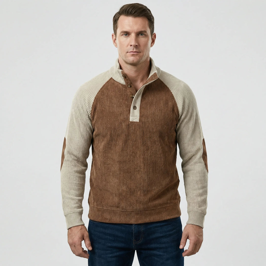 Herrtröja Zac med raglanärmar och knappkrage. En stilren pullover som kombinerar komfort & mode.