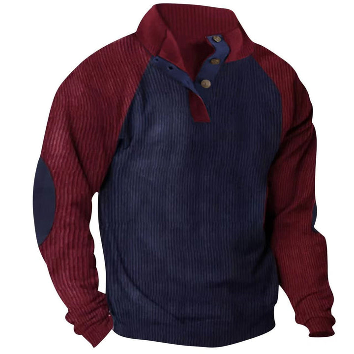 Klassisk herrtröja Zac i stickat material med raglanärm & knappkrage, bekväm pullover.