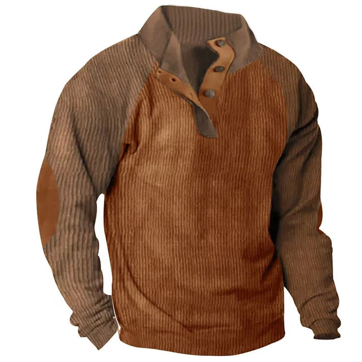 Mångsidig herrtröja Zac, stickad pullover med raglanärmar & knappkrage för höst- & vintermode.
