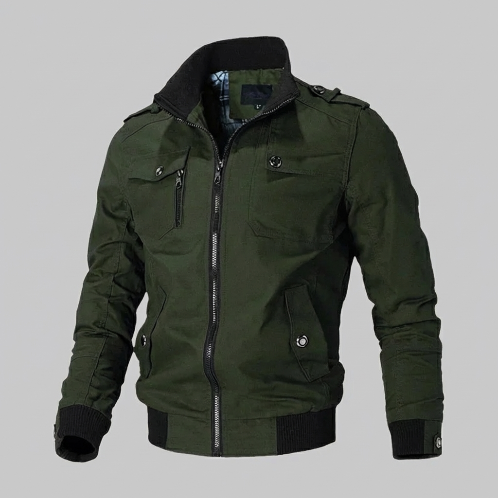 Snygg axelsöm och passform på modern streetwear jacka