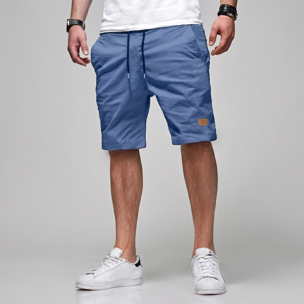 Mörkblå herrshorts med dragsko för vardag och sommar