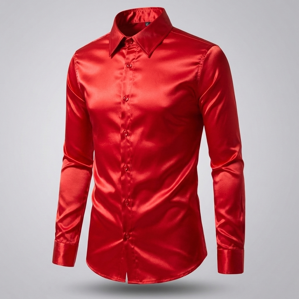 Elegant skjorta för män med slim fit-passform och blank finish