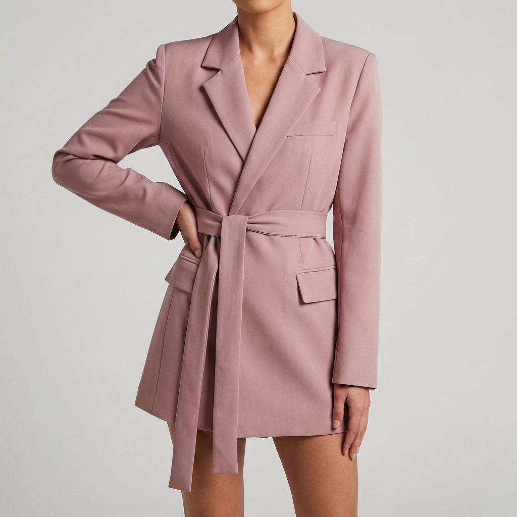 Rosa belted blazer för kvinnor med skräddarsydd passform