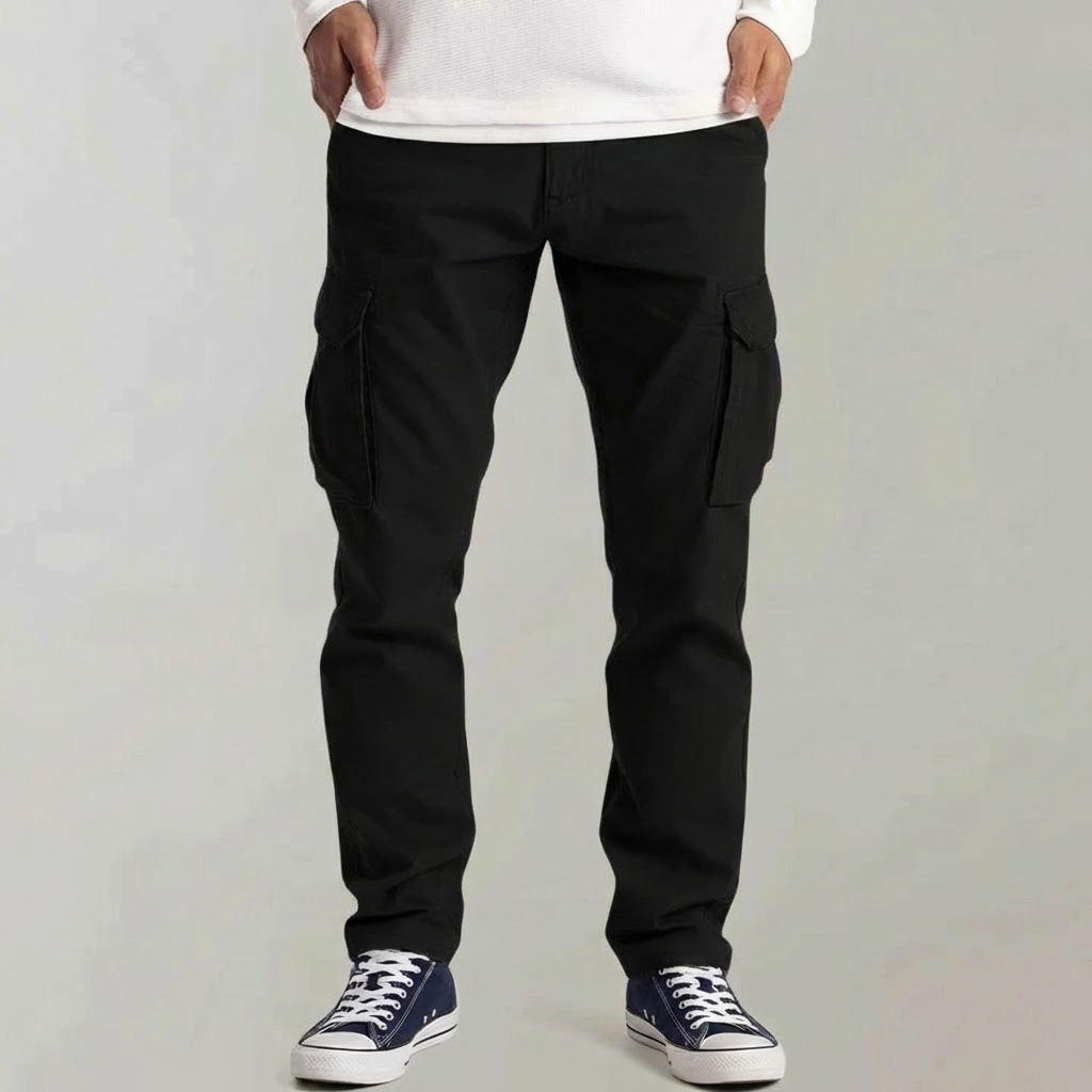 Snygga cargobyxor för män i streetwear-stil med praktiska benfickor