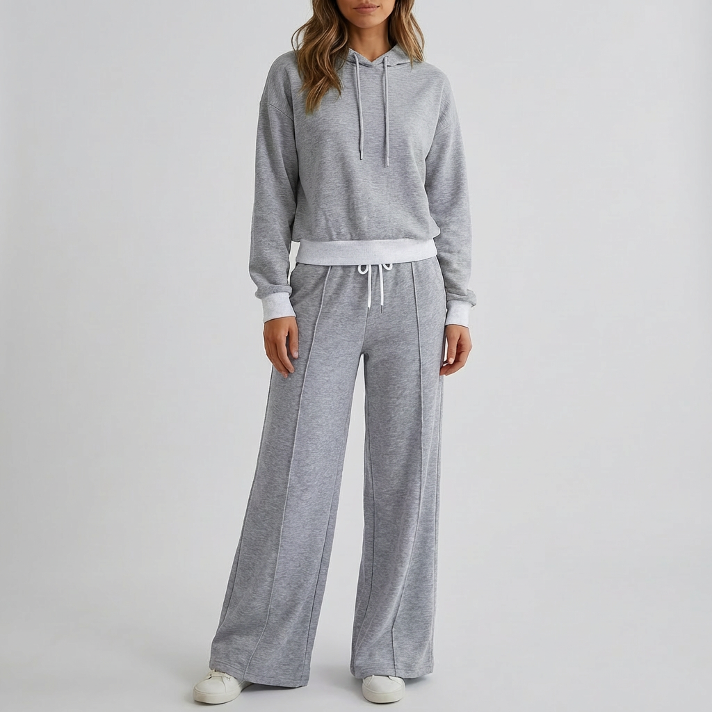 Snygg damkläder set i avslappnad design för hemmabruk och fritid