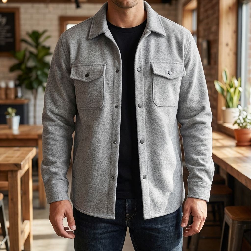 Stilren herrjacka med knappar i klassisk design för höst och vardag