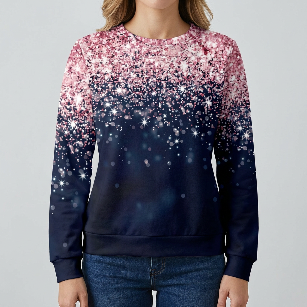 Stilig dam hoodie med snöflinga mönster för vinter