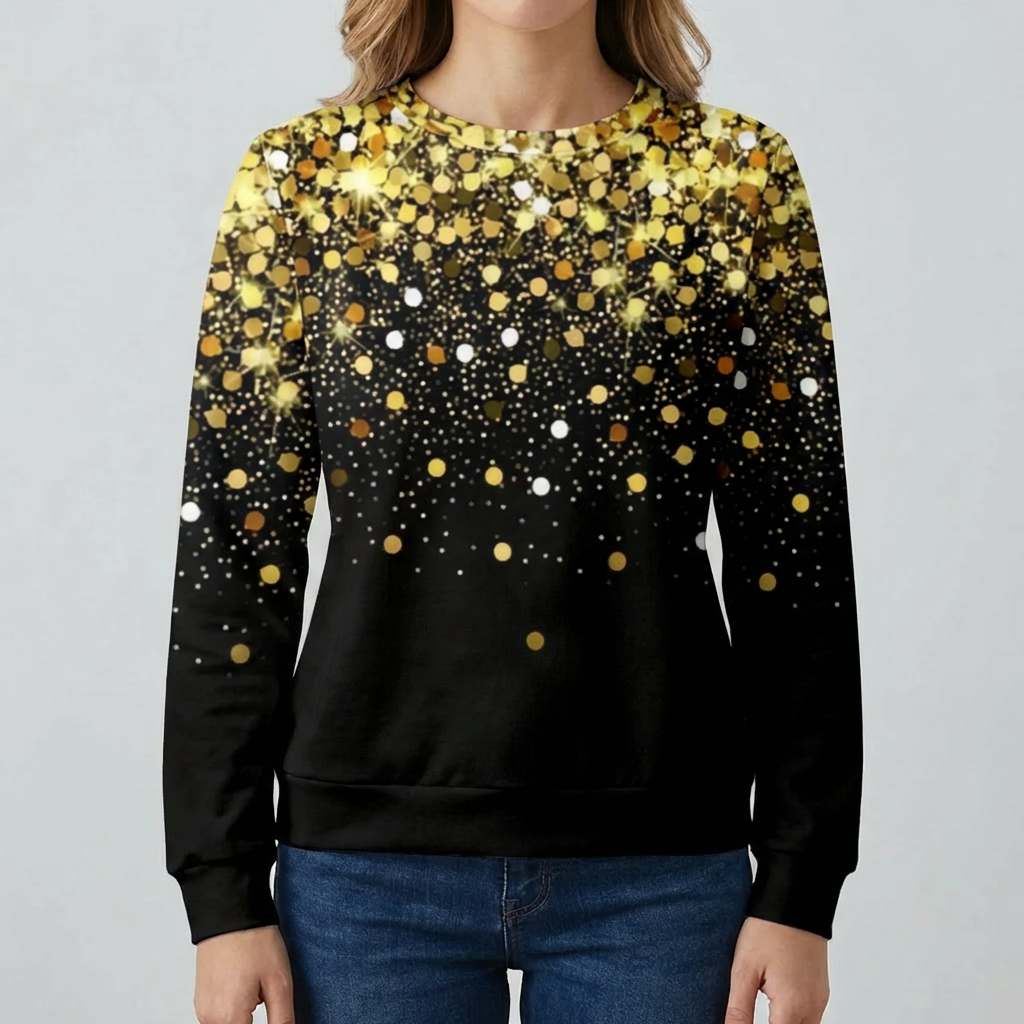Svart hoodie med guldfärgat snöflingetryck