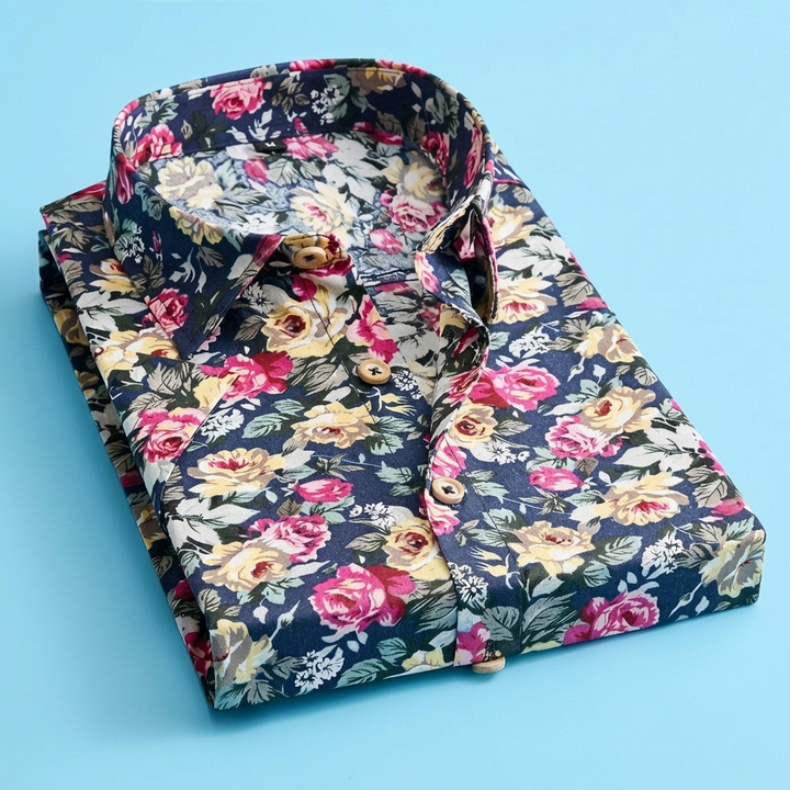 Herrarnas trendiga blommiga poloskjorta i kortärmad modell för sommarmode