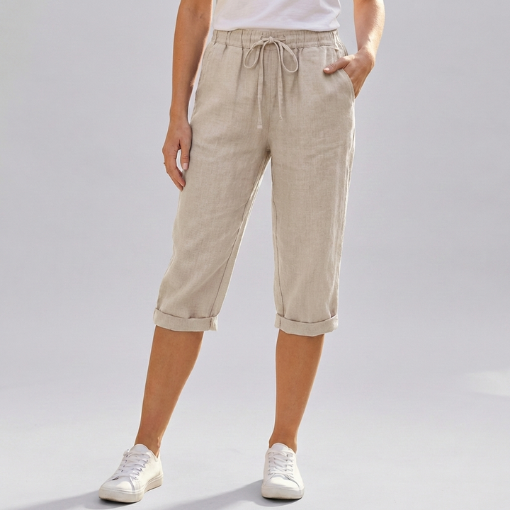 Gröna damshorts med hög midja och knälängd matchade för ledig stil