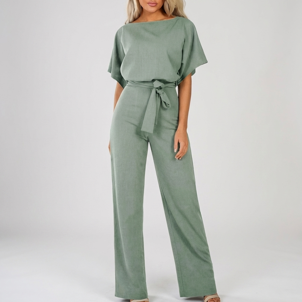 Elegant dam jumpsuit i sommarstil med matchande bälte