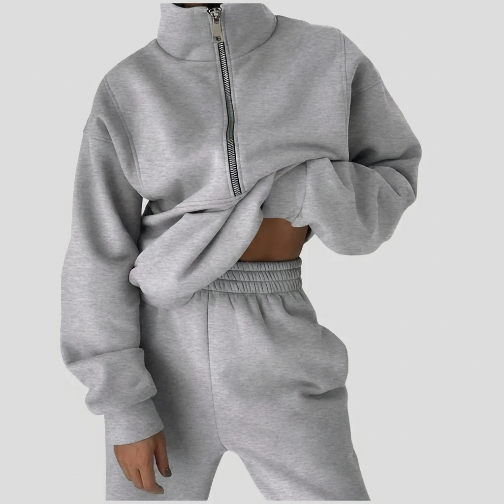 Detaljbild på tyget i det mjuka dammyssetet för skön loungewear hemma