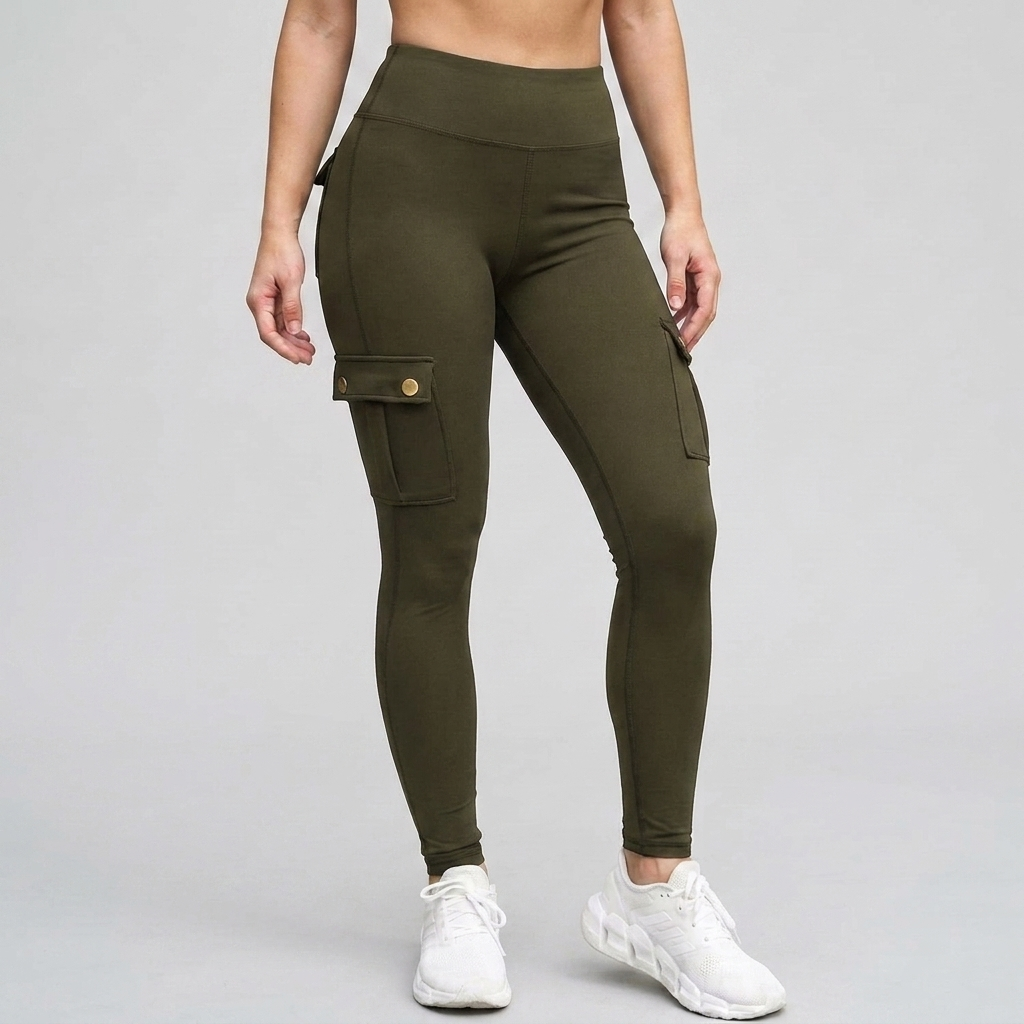 Detaljbild på knäppning och midja för slim-fit byxor för dam