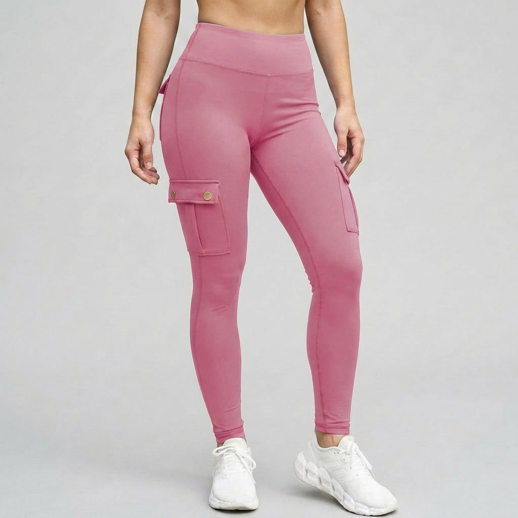 Grå vardagsbyxor dam slim fit visade bakifrån för god passform
