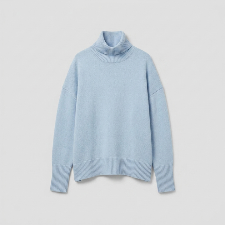 Blå dam oversized polotröja i bekväm modell