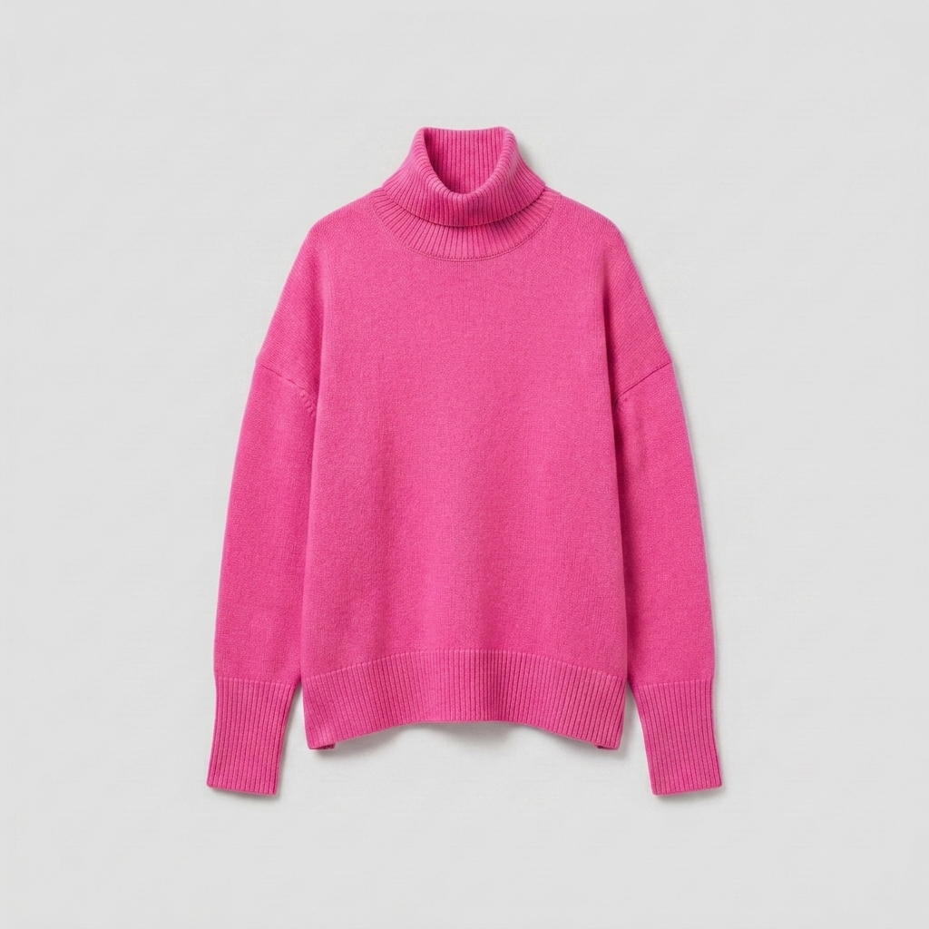 Rosa dam oversized polotröja med långa ärmar