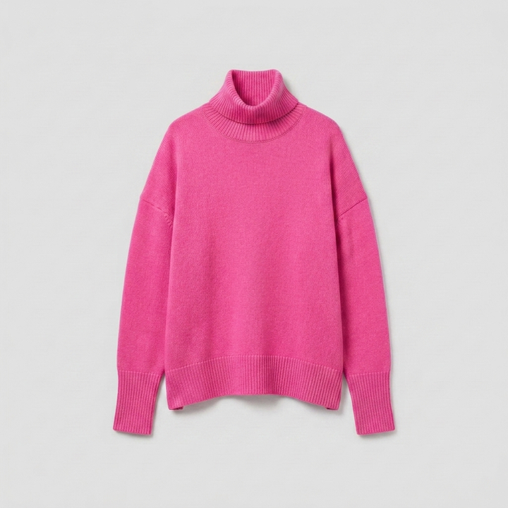 Rosa dam oversized polotröja med långa ärmar
