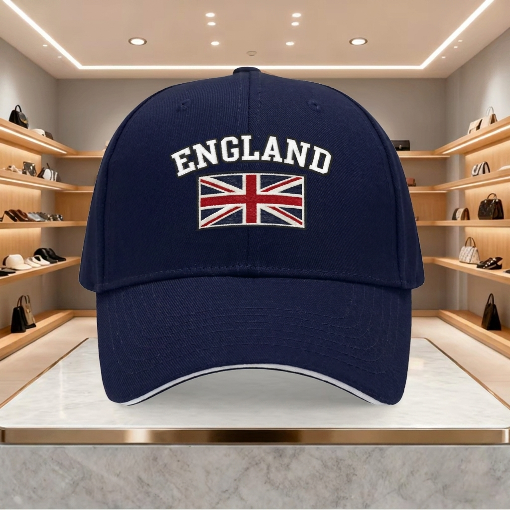 England baseballkeps ses från sidan för att visa skärmens form