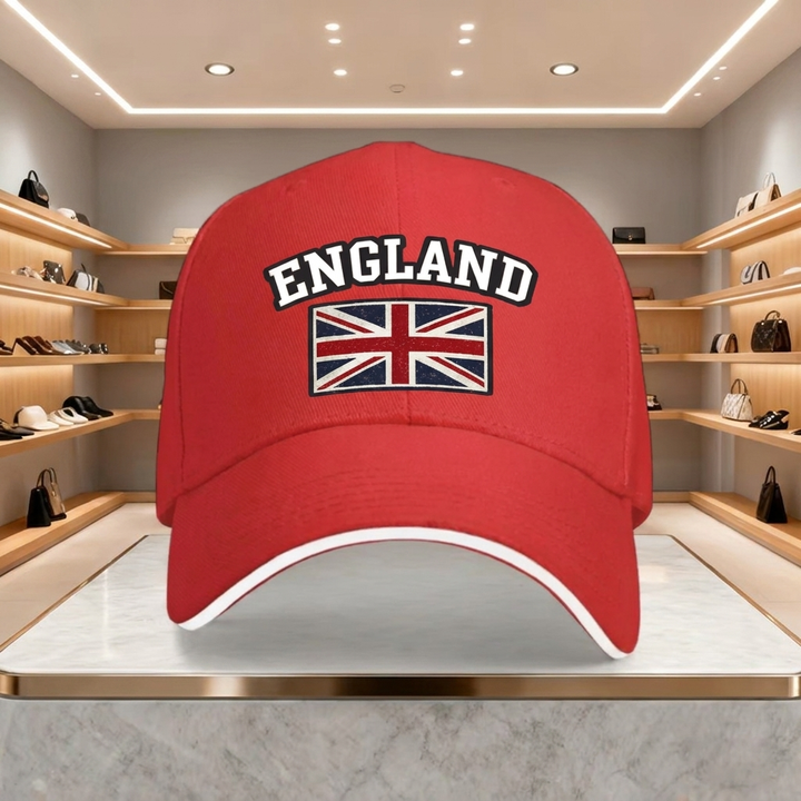 England baseballkeps bakifrån med justerbar rem för perfekt passform