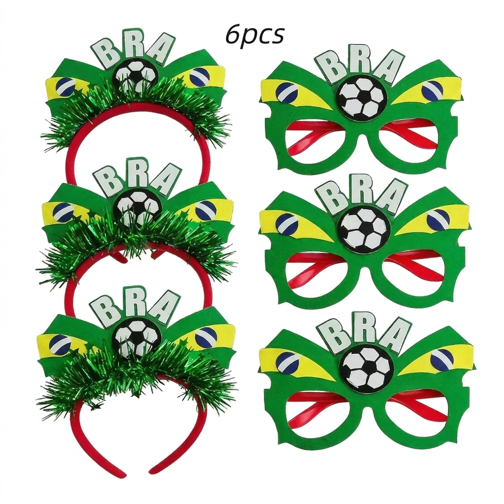 Brasilien supporter hårband och glasögon i set om sex stycken