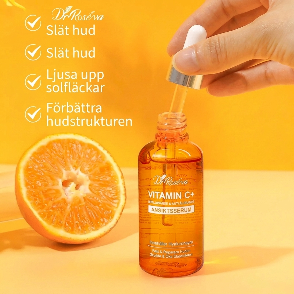 Ansiktsserum med C-vitamin och antioxidanter som ger huden lyster och djup återfuktning i hudvårdsrutinen
